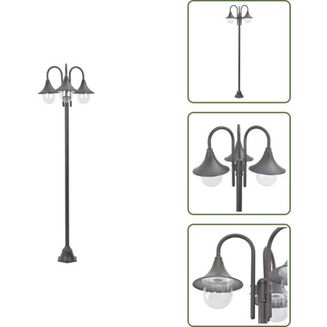 Lampione alluminio - vidaXL Lampione da Giardino E27 220 cm Alluminio 3 Lampade Bronzo - Lampade E27