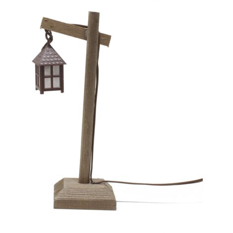 LAMPIONE CON PIEDISTALLO IN LEGNO E SPINA LAMPADINA VOLT 3,5 ACCESSORI PRESEPE