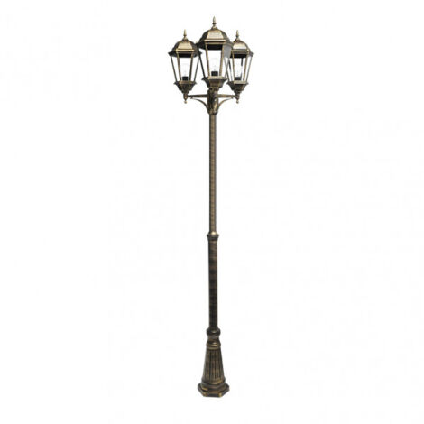 Lampione da esterno in alluminio regulus 3xe27 nero/oro   230x60x60x60 cm regolabile in altezza ip44