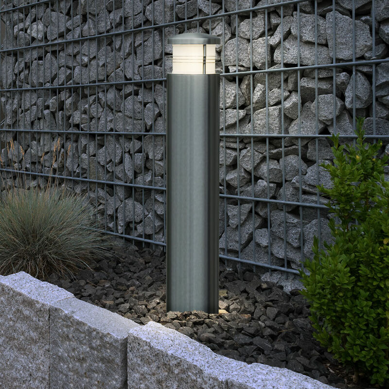 Image of Lampione da esterno lampada segnapasso lampada da terra lampione da giardino IP44 resistente alle intemperie, acciaio inox argento, 1x attacco E27,