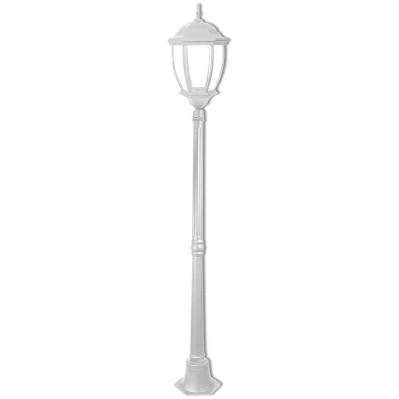 Image of Vetrineinrete - Lampione da giardino bianco con palo lanterna da terra luce per esterno in alluminio e vetro con portalampada E27