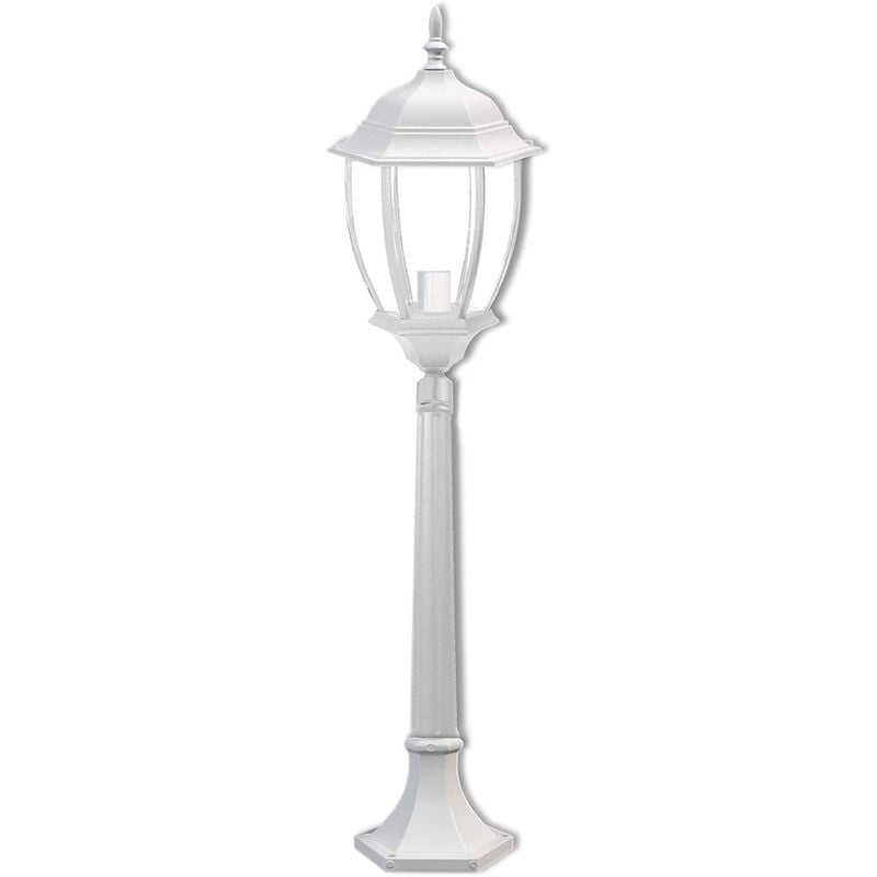 Image of Vetrineinrete - Lampione da giardino con palo lanterna da terra luce per esterno in alluminio e vetro con portalampada E27 Bianco