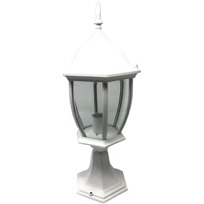 Image of Lampione da giardino da terra lanterna luce per esterno in alluminio e vetro con portalampada E27 Bianco