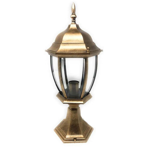 Lampione da giardino da terra lanterna luce per esterno in alluminio e vetro con portalampada E27 Bronzo