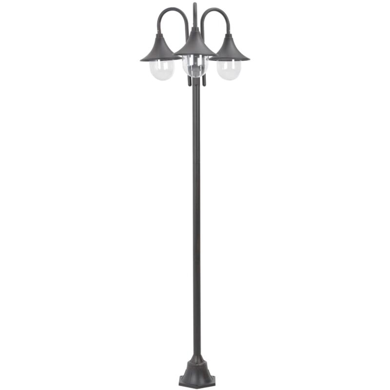 Vidaxl - Lampione da Giardino E27 220 cm Alluminio 3 Lampade Bronzo