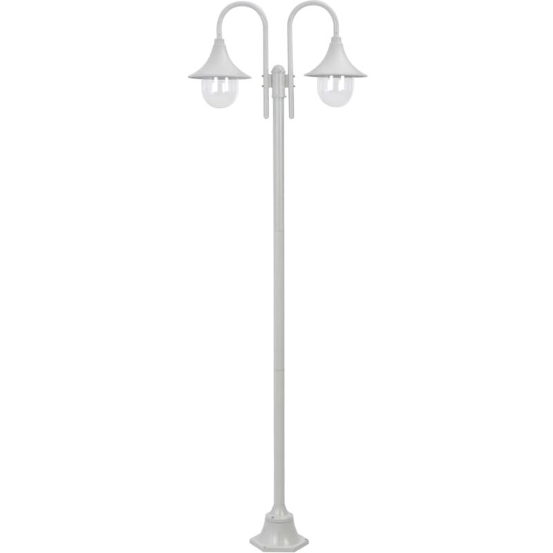 Vidaxl - Lampione da Giardino E27 220 cm Alluminio 2 Lampade Bianco