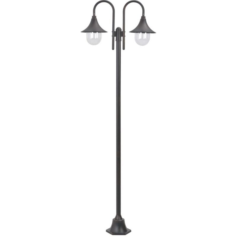 Image of Lampione da Giardino E27 220 cm in Alluminio 2 Lampade Bronzo - Vidaxl