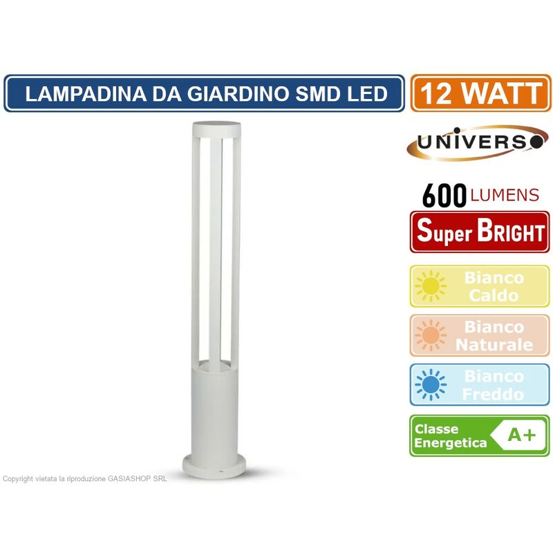 Image of Lampada led da giardino con fissaggio a terra 12W colore bianco 600 lumen da esterno IP65 60CM - Colore Luce: Bianco Naturale
