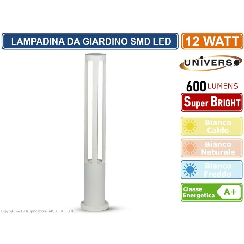 Image of Lampada led da giardino con fissaggio a terra 12W colore bianco 600 lumen da esterno IP65 60CM - Colore Luce: Bianco Caldo