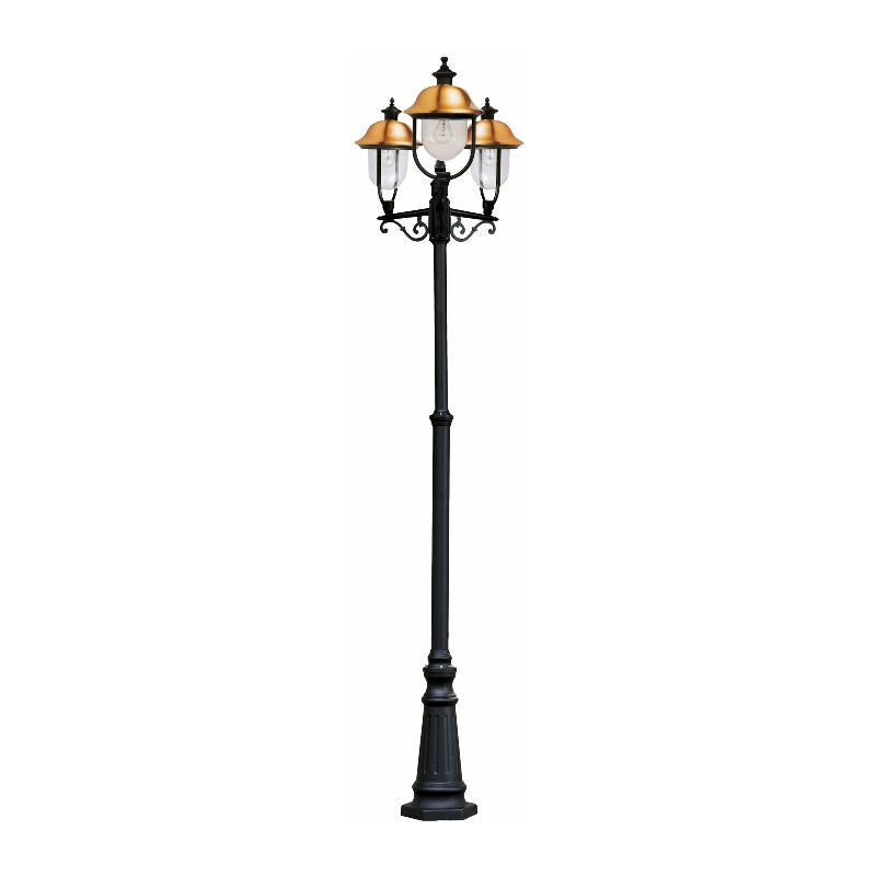 Lampione 3 bracci apollo cm.230 alluminio pressofuso nero ramato Fraschetti