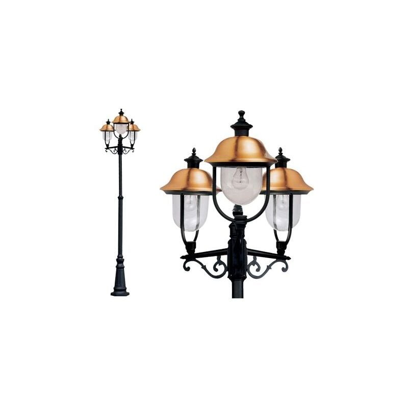 Lampione 3 bracci apollo cm.230 alluminio pressofuso nero ramato Fraschetti