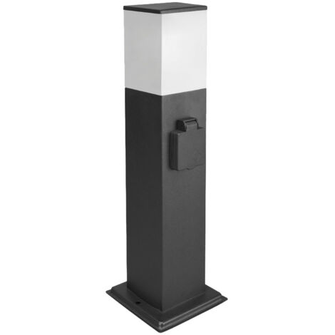 LAMPIONE DA TERRA SQUADRATO NERO 1LUCE PAPILLON H60CM C/PRESA SCHUKO