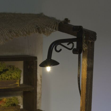 Lampione di campagna a Muro 5x3 cm con Luce per Presepe 3V 10365