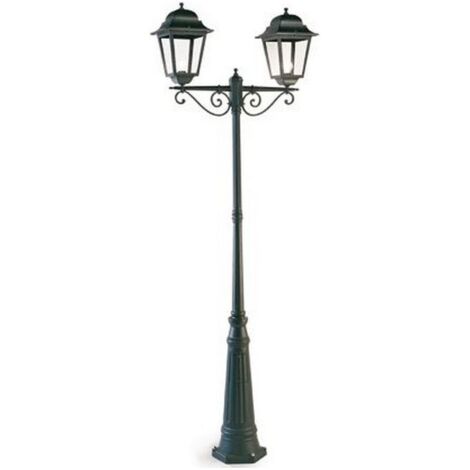 Lampione Esterno Contemporaneo H307,5Cm Mito Alluminio E Vetro Nero 2 Luci E27
