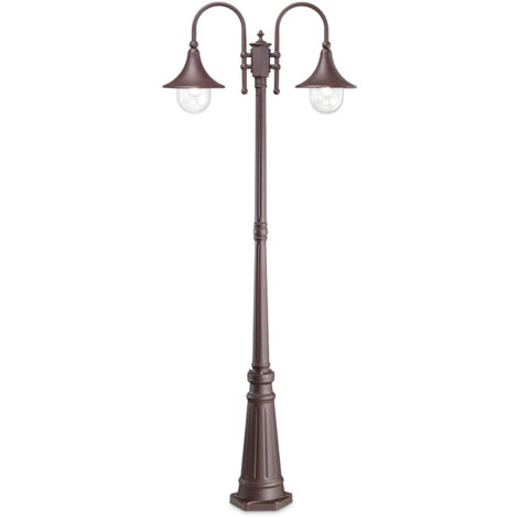 Lampione Esterno Rustico-Country Cima Alluminio Coffee 2 Luci E27