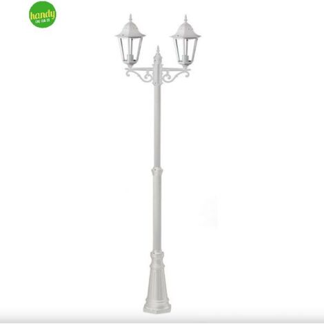 Lampione in acciaio a 2 bracci Green Light ermes e27 h.220cm bianco