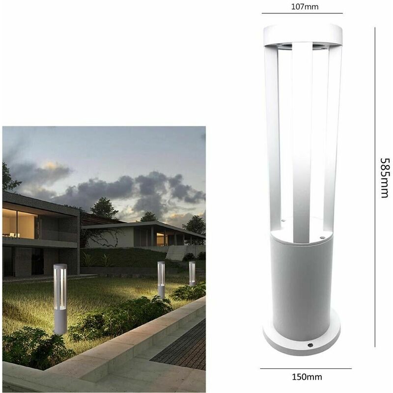 Image of Lampione Led Luce Bianca Lampada 12 w . Lampioncino Da Terra Giardino Esterno Ip65