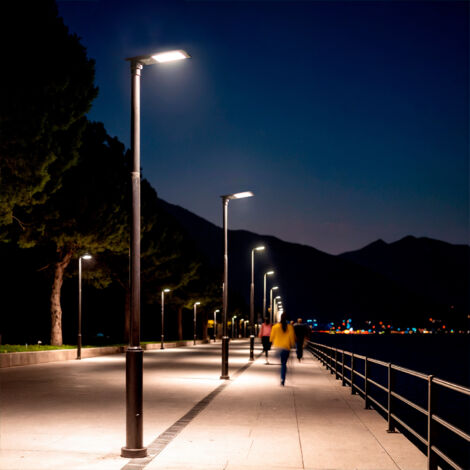 Lampione LED Solare 6400 lm 160 lm/W Sinaí con MPPT e Sensore di Movimento 4000K Bianco Naturale