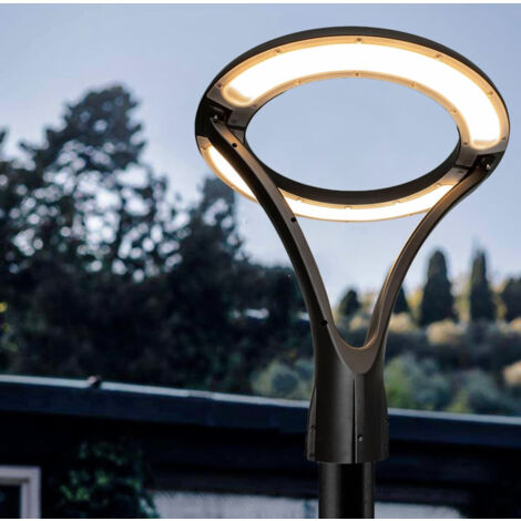 Lampione moderno LED 100W cerchio luminoso IP65 da Giardino viali a luce Calda 3000k
