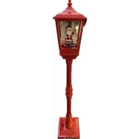 LAMPIONE NATALIZIO LUMINOSO NATALE CON BABBO NATALE 26x26x135cm CON LUCI E SUONI