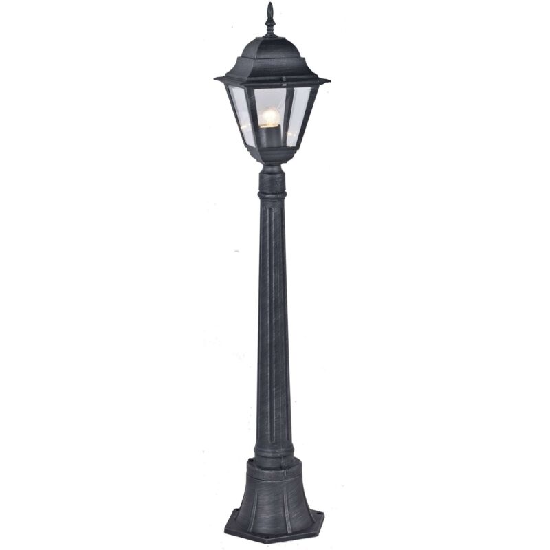 Lampione new york altezza cm.110 alluminio pressofuso verniciato grigio ghisa anticato 60w Salone