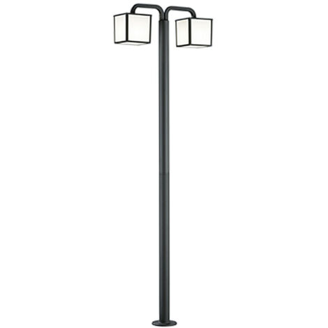 Lampione Palo 2 Led Diffusore Quadrato H 200 Antracite Cubango GD Trio