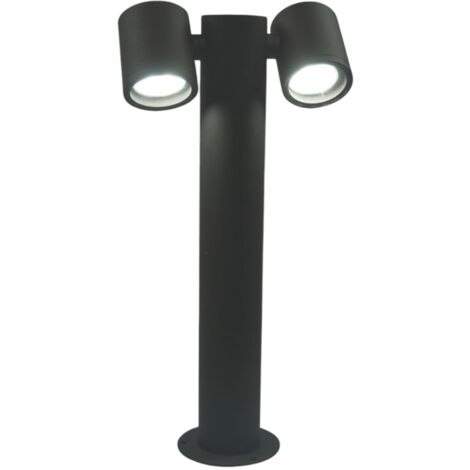 LAMPIONE PALO DA GIARDINO ILLUMINAZIONE CON 2 DIFFUSORI ORIENTABILI PER ESTERNO AD ATTACCO PER LAMPADINE LED GU10
