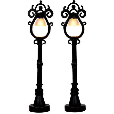 Lampione parigino, accessorio per villaggio di Natale da 32 cm, set 2 pezzi