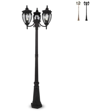 Lampione Per Esterno Classico Da Esterno Alluminio Oro 3 Luci E27 60W Ip44
