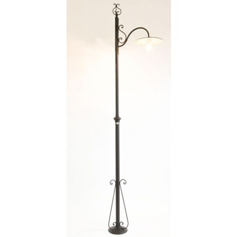 LAMPIONE PIANTANA PIATTO IN FERRO BATTUTO H MAX.280CM LANTERNA PIANTANA LAMPADA