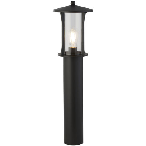 Lampione Rustico-Country Pagoda Alluminio Nero Vetro Trasparente 1 Luce E27