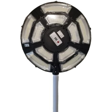 Lampione SOLARE 1000W Faro LED Sensore Crepuscolare E Movimento Luce Fredda IP66
