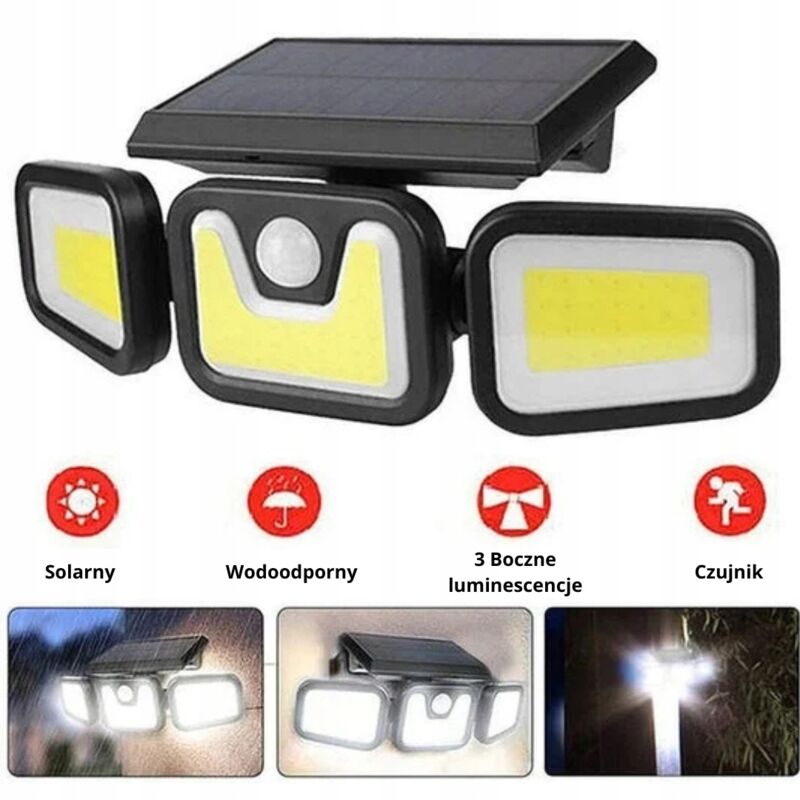 Lampione solare a LED con sensore di movimento e crepuscolare