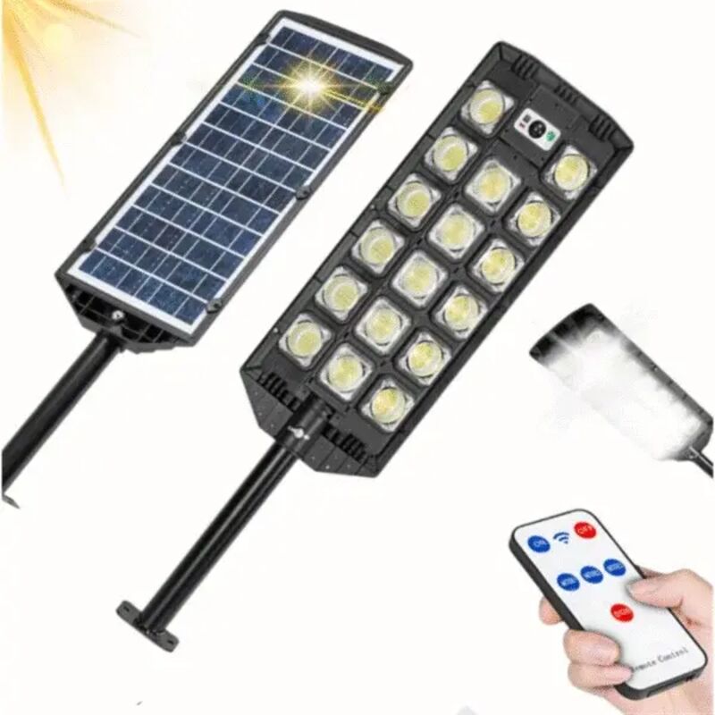 Lampione solare con sensore di movimento e crepuscolare + telecomando 17 LED 1500 W