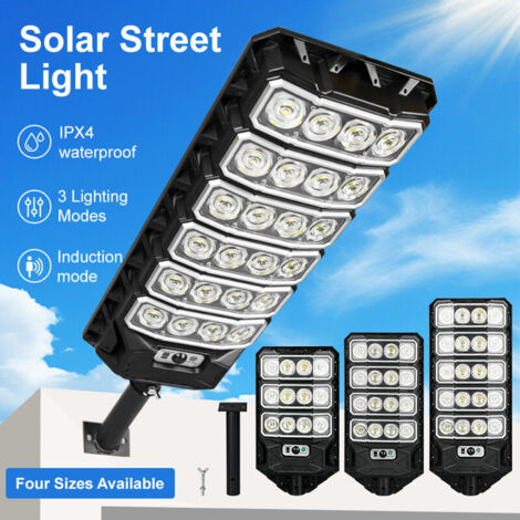 Lampione solare da esterno con telecomando, lampione solare (da esterno), rilevatore di movimento, lampione solare a LED impermeabile per parcheggi, cortili e strade, 12 LED