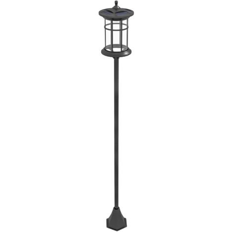 Lampione Solare da Giardino con Luce LED Bianco Freddo e IP44 H184 cm in Acciaio Inox e ABS Nero
