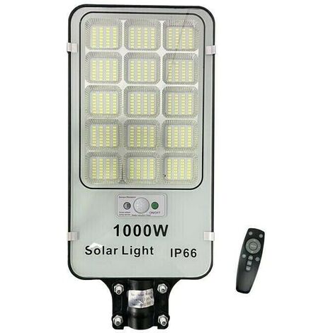 Lampione Solare Faro Stradale LED 1000W Sensore Crepuscolare Luce Fredda ip65