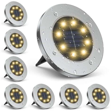 Lampione solare per esterni con 8 luci solari a LED per esterni, luce bianca calda 3000K impermeabile