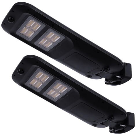 Lampione stradale Led 100W Nero con pannello solare IP66 Bianco freddo 6500K con sensore crepuscolare e di movimento confezione da 2pz Wisdom