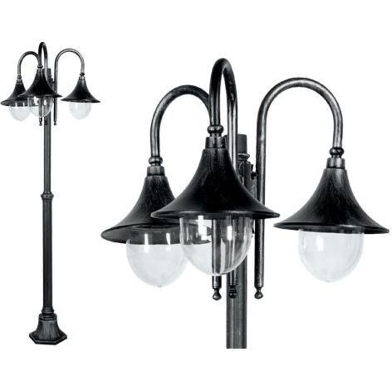 Lampione Da Giardino Mod. Cigno Nero Con 2 Luci Su Palo Altezza 210 Cm.