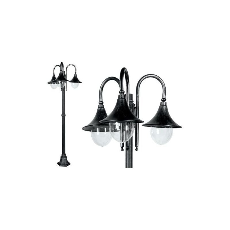 Lampione alluminio 3 luci galatea palo cm.186h illuminazione esterno Fraschetti