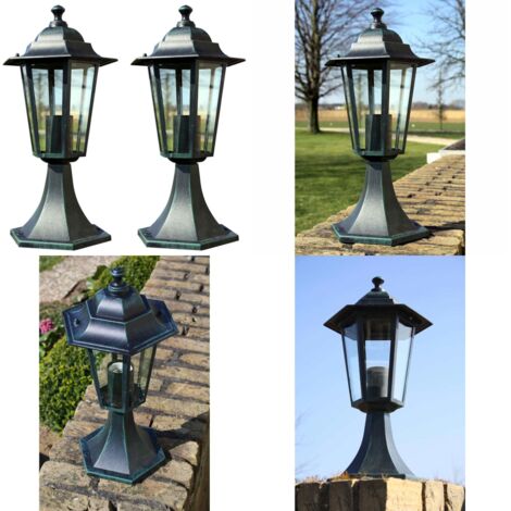 Lampioni da Giardino 2 pz Verde Scuro/Nero in Alluminio - Illuminazione esterna - Lampadine da giardino
