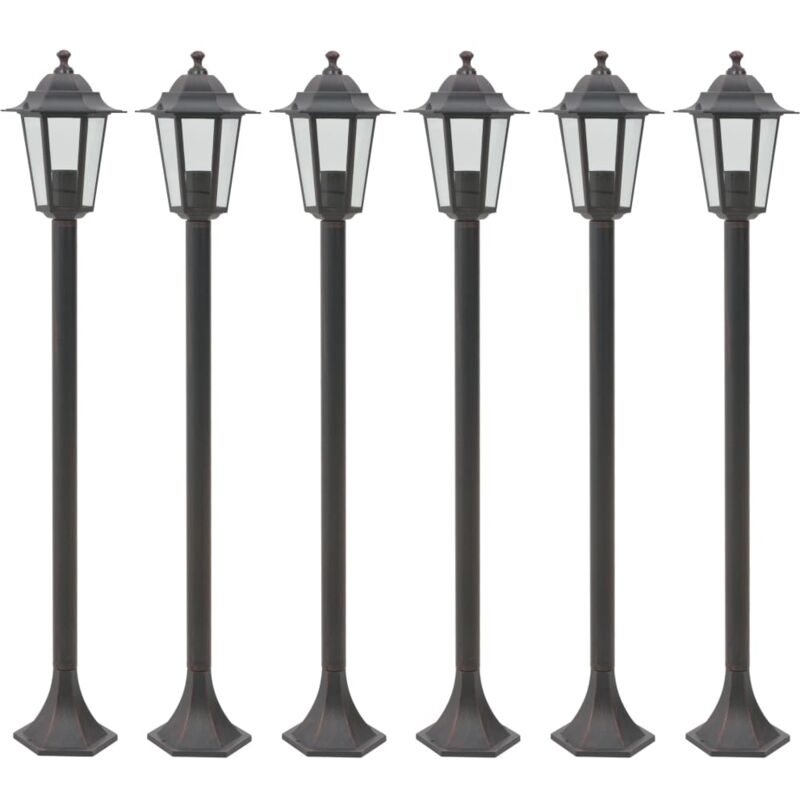 Vidaxl - Lampioni da Giardino 6pz E27 110 cm Alluminio Bronzo