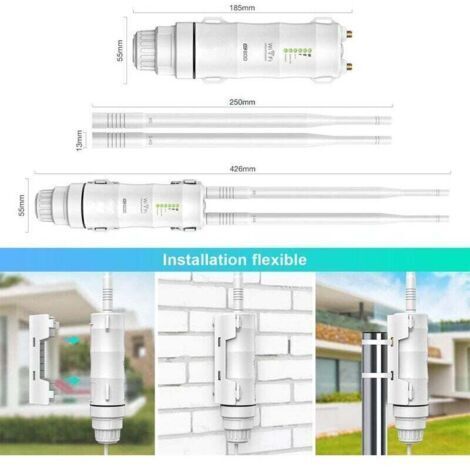 L'amplificateur/répéteur WiFi extérieur haute puissance Wavlink AC600 prend en charge l'alimentation PoE, la double bande 2,4 GHz + 5 GHz et est équipé de deux antennes WiFi longue portée.
