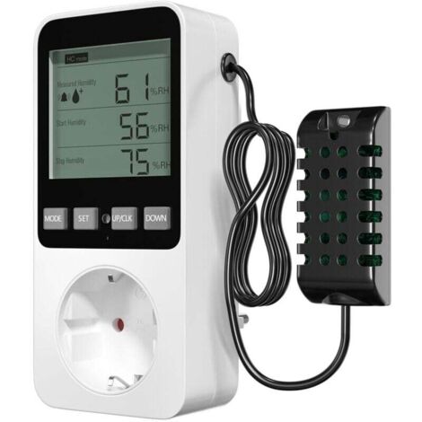 Lamptobe Prise Thermostat Hygrostat Numérique, Contrôleur de Température et d'humidité Prise avec Sonde, Alarme Régulateur Humidité Prise pour Terrarium Reptile Couveuse Incubateur Serre