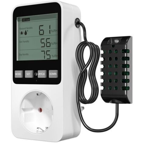 Lamptobe Prise Thermostat Hygrostat Numérique, Contrôleur de Température et d'humidité Prise avec Sonde, Alarme Régulateur Humidité Prise pour Terrarium Reptile Couveuse Incubateur Serre