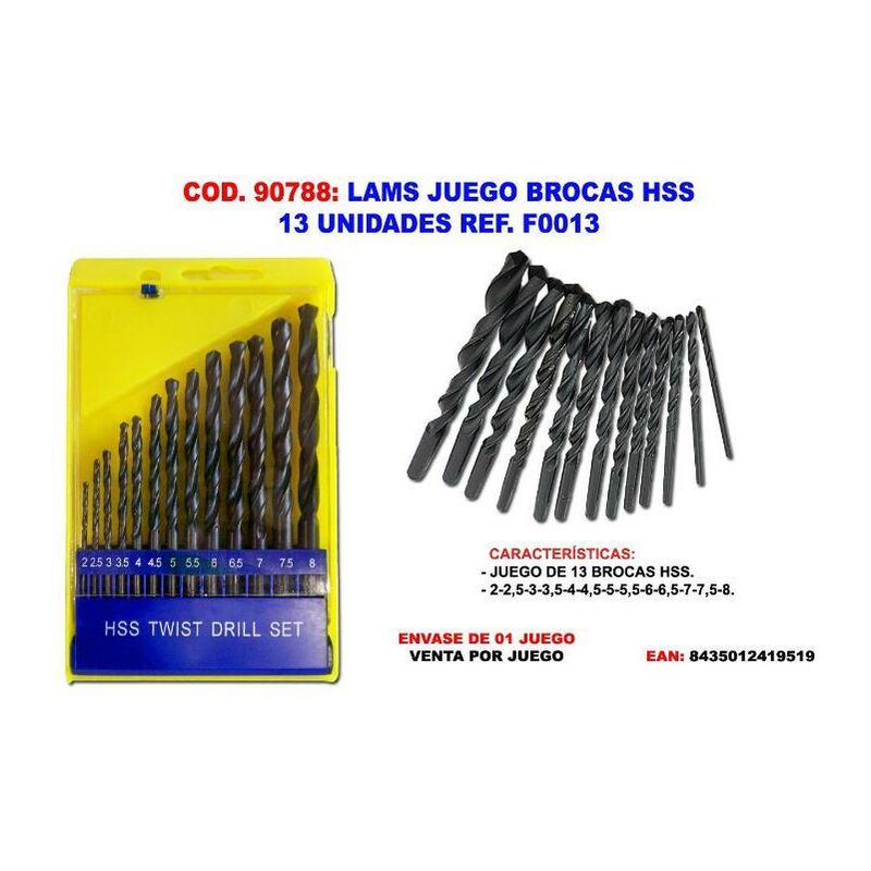 

lams juego brocas hss 13 unidades f0013 - Mibricotienda