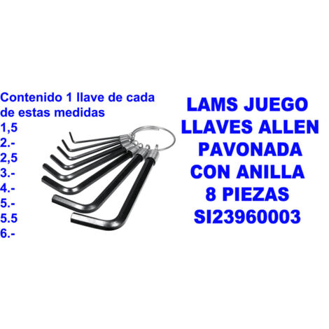 lams juego llaves allen pavonada con anilla 8 piezas si23960003