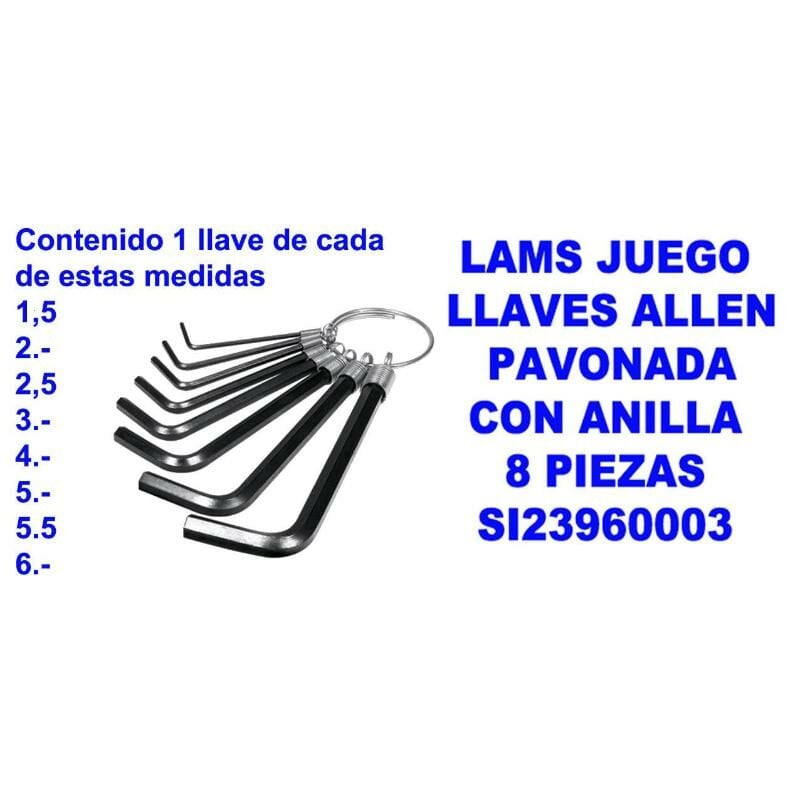 

MIBRICOTIENDA lams juego llaves allen pavonada con anilla 8 piezas si23960003