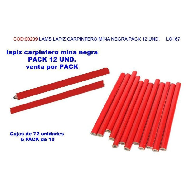 

lams lapiz carpintero mina negra pack 12 und. lo167 - Mibricotienda